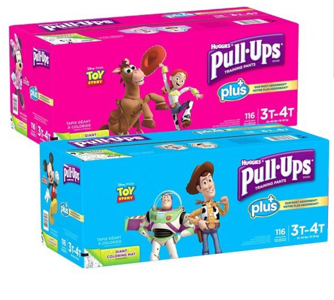 Huggies Pull-Ups Plus Training Pants, 3T to 4T Girl, 116-count –